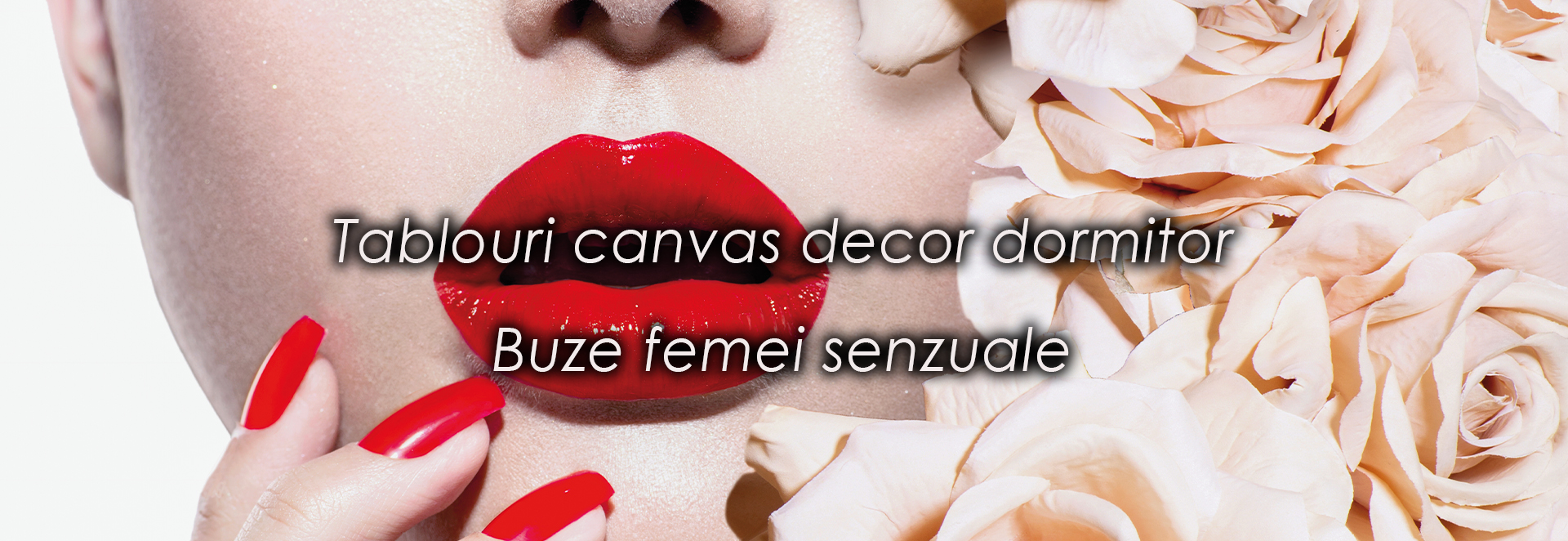 Tablou colorat cu buze senzuale pe canvas, perfect pentru decorul modern din living sau dormitor, disponibil online în România.