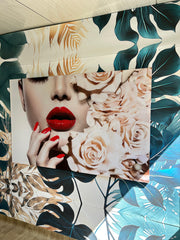 Tablou canvas buze rosii trandafiri RED LIPS ROSES