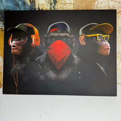 Tablou Three wise swag 3 maimute înțelepte omerta legea tacerii motivatie cadoul perfect barbati prieteni decorare birou dormitor walldecor