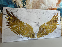 Tablou canvas aripi aurii marmura LUXURIOUS GOLDEN WINGS
