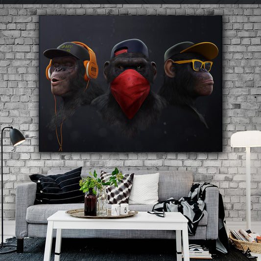 Tablou Three wise swag 3 maimute înțelepte omerta legea tacerii motivatie cadoul perfect barbati prieteni decorare birou dormitor walldecor