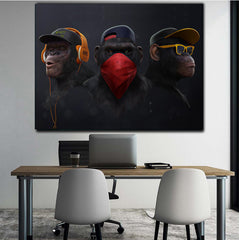 Tablou Three wise swag 3 maimute înțelepte omerta legea tacerii motivatie cadoul perfect barbati prieteni decorare birou dormitor walldecor