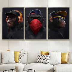 Tablou Three wise swag 3 maimute înțelepte omerta legea tacerii motivatie cadoul perfect barbati prieteni decorare birou dormitor walldecor