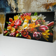 Tablou canvas buchet de lalele multicolore in lumina naturala