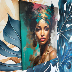 Set tablouri canvas femei africane portret abstract culori vii pentru o camera de vis sau desing living modern fabricat in romania walldecor