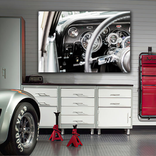 Tablou canvas cu masini bord volan si ceasuri masina de epoca