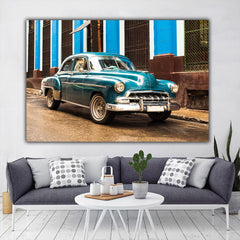 Tablou canvas masina de epoca albastra Cuba Havana