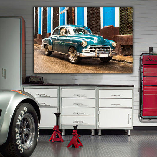 Tablou canvas masina de epoca albastra Cuba Havana