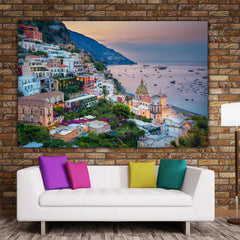 Tablou canvas peisaj coasta Amalfi Italia la apus de soare