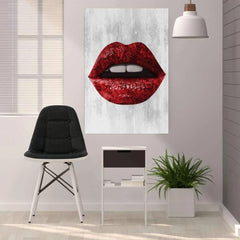 Tablou canvas rose glossy lips