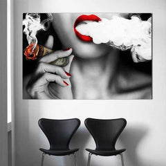 Tablou canvas buze Smoking Dollar
