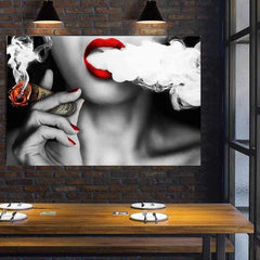 Tablou canvas buze Smoking Dollar