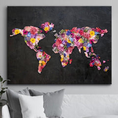Tablou canvas harta flori FLOWER MAP