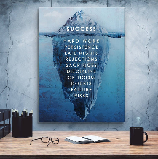 Tablou Canvas motivational abstract decoratiuni birou design interior Panză Canvas si Rama de Lemn de Calitate Superioară Iceberg Succes