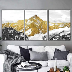 Tablou canvas munte 3 piese GOLDEN MOUNTAIN CANVAS
