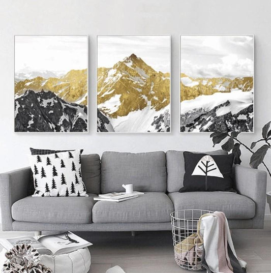 Tablou canvas munte 3 piese GOLDEN MOUNTAIN CANVAS