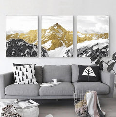 Tablou canvas munte 3 piese GOLDEN MOUNTAIN CANVAS