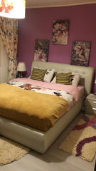 Set tablouri canvas cu flori roz modern pink abstract floral