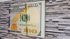 Tablou motivational bani 3d efect 100 dolari bani cadouri barbati prieteni design birou decoratiuni casa teanc de bancnote Dollar bills