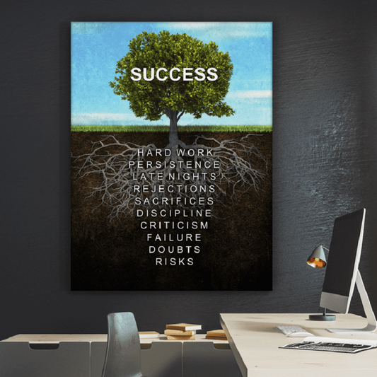 Tablou Canvas motivational abstract decoratiuni birou design interior Panză Canvas si Rama de Lemn de Calitate Superioară motivatie Succes Tree
