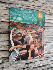 Tablou canvas abstract decoratiuni living birou pictura noapte instelata panza rama de lemn Van Gogh Salvator Dali Frida Starry Night in masina