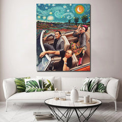 Tablou canvas abstract decoratiuni living birou pictura noapte instelata panza rama de lemn Van Gogh Salvator Dali Frida Starry Night in masina
