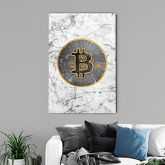 Tablou canvas cripto Marble bitcoin