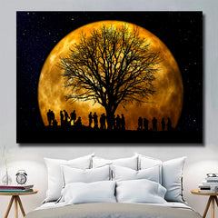Tablou canvas luna plina copaci GOLDEN MOON