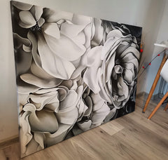 Tablou canvas petale trandafiri albi BIG WHITE ROSE PAINTING