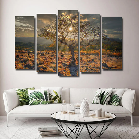 Tablou multicanvas 5 piese apus de soare SUNSET TREE