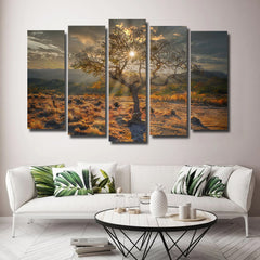 Tablou multicanvas 5 piese apus de soare SUNSET TREE