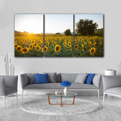 Tablou multicanvas camp de floarea soarelui SUNFLOWER FIELD