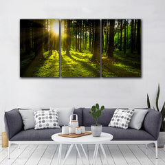 Tablou multicanvas soare padure verde SUN IN THE FOREST