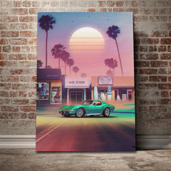 Tablou canvas RETRO NEON CORVETTE