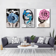 Set tablouri canvasuri femei flori MODERN NORDIC FLOWER WOMAN