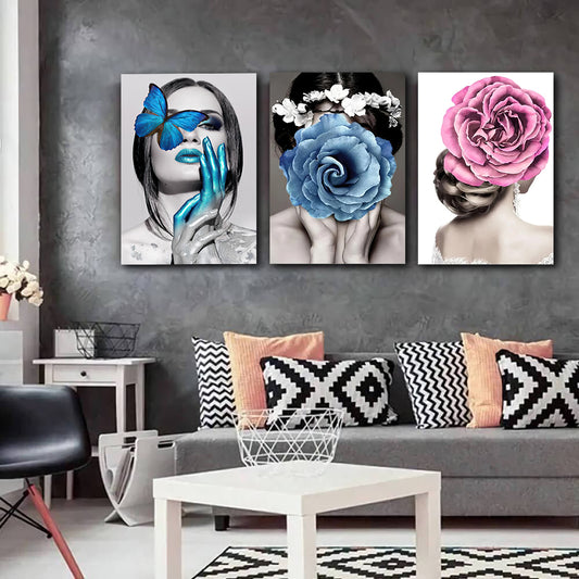 Set tablouri canvasuri femei flori MODERN NORDIC FLOWER WOMAN