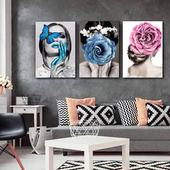 Set tablouri canvasuri femei flori MODERN NORDIC FLOWER WOMAN