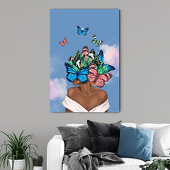 Tablou canvas femeie cu fluturi BUTTERFLY FACE