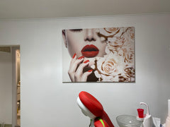 Tablou canvas buze rosii trandafiri RED LIPS ROSES