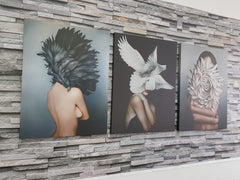 set Tablouri Canvas Moderne Elegant femei flori gri decorare living Design interior decoratiuni casa dormitor Panză Canvas GREY PASSION