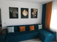 Set tablouri canvas floral moderne abstracte design interior elegant decoratiuni living sau dormitor verde cu auriu GOLDEN LEAF WALL ART