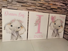 Set tablouri canvas cu desene si mesaj DREAM BIG SWEET GIRL