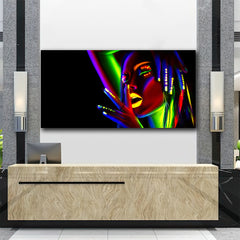 Tablou canvas femeie neon pentru salon