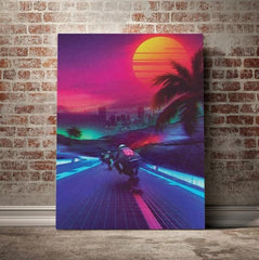 Tablou canvas neon bike MIDNIGHT OUTRUN