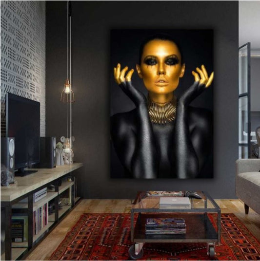 Tablou canvas portret femeie auriu GOLD GLAMOUR