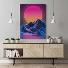 Tablou canvas soare neon RETRO SUNWAVES