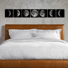 Set 7 mini tablouri canvas fazele lunii 20x20cm