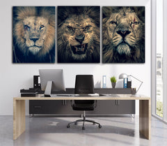 Set tablouri canvas leu THREE KINGS