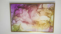 Tablou Canvas Abstract Modern design interior elegant Gresie roz Auriu Living sau dormitor Rama de Lemn de Calitate fractals model 88