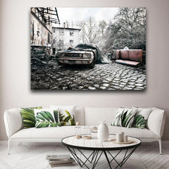 Tablou canvas masini retro ABANDONED MUSTANG